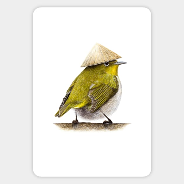 Japanese white-eye Sticker by Mikhail Vedernikov